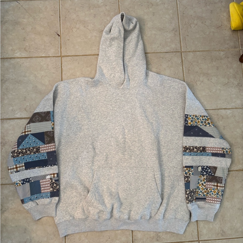 Abercrombie Blue and Gray Patchwork Sleeve Sweatshirt